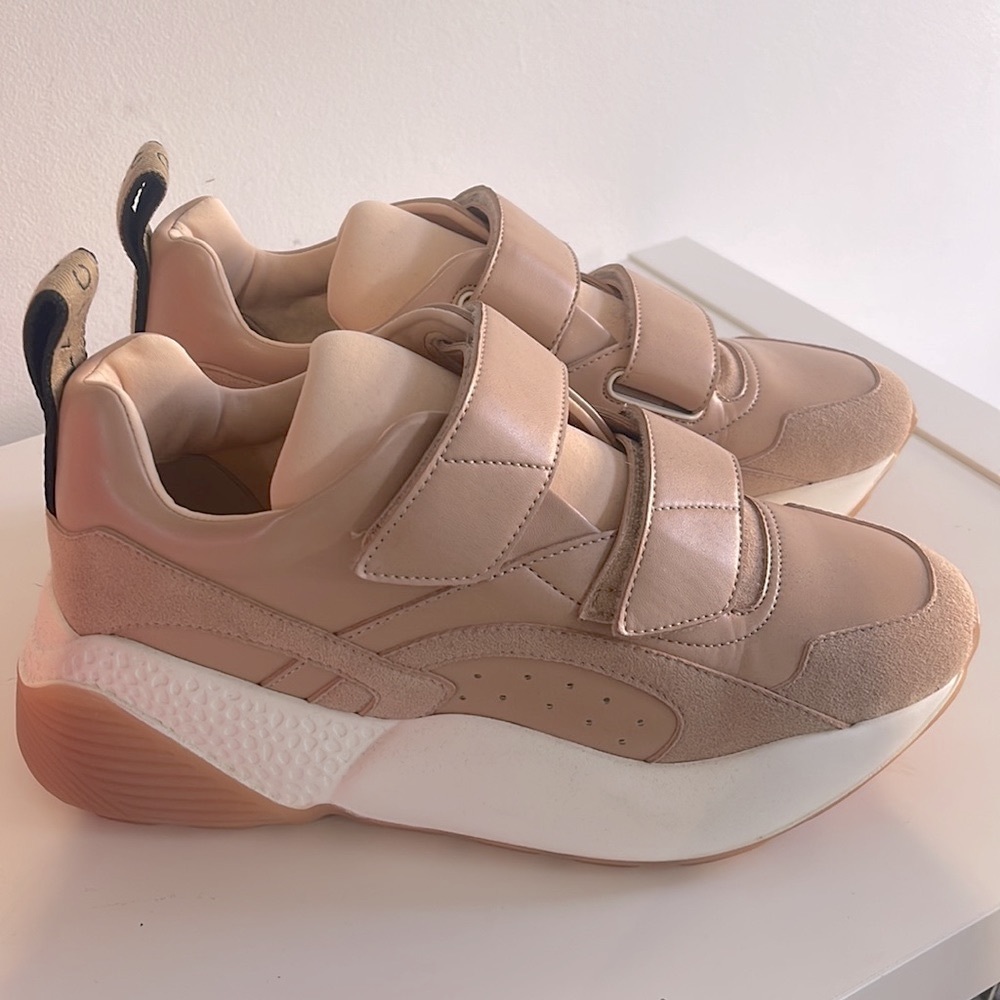 Stella McCartney tan leather Velcro sneakers
